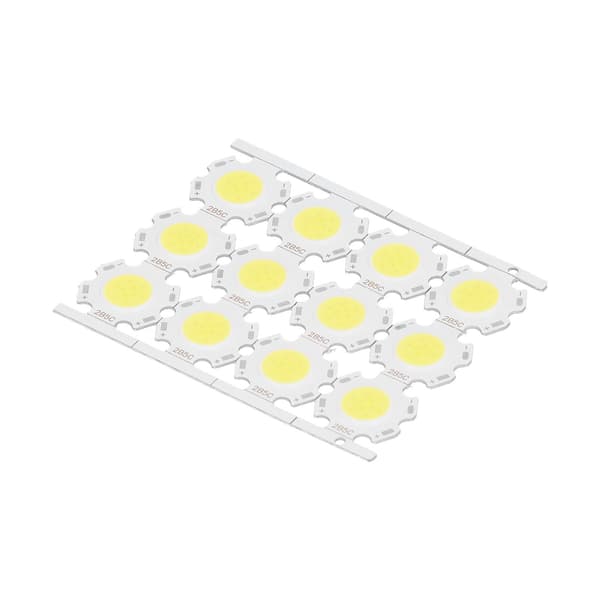 12 stk. LED-brikker COB-lysemitterkomponent 5W 15‑17V for DIY-spotlights Downlight Taklampe Hvitt Lys
