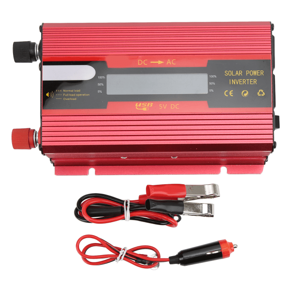 Rød strømomformer DC12V/24V inngang til AC110V uttak 420W nominell LCD-skjermspenningsdeteksjon
