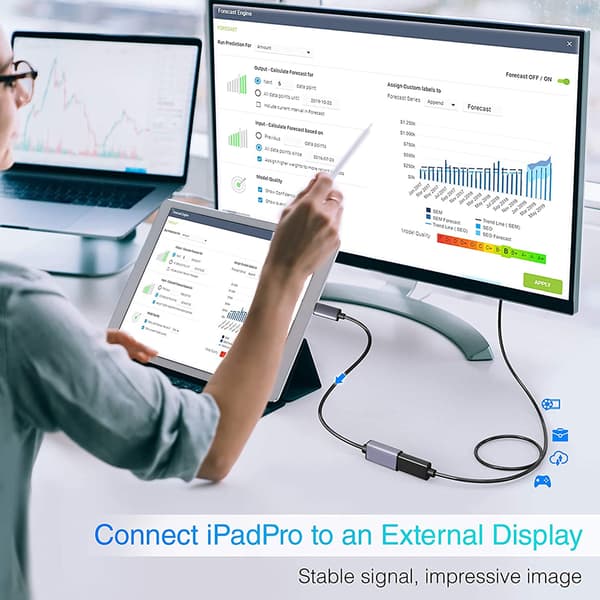 USB C til Mini DP Adapter 4K 60Hz Plug and Play - Antislip Design
