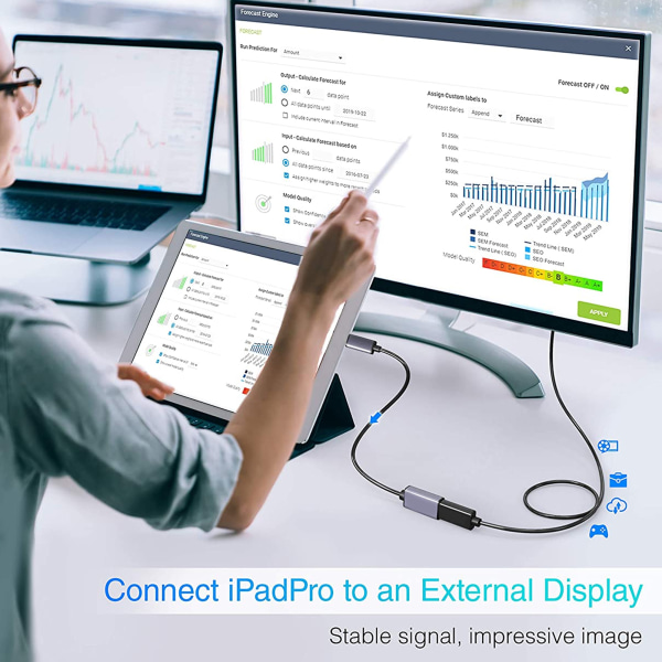 USB-C til Mini DP-adapter 4K 60Hz Plug and Play - Antislippdesign