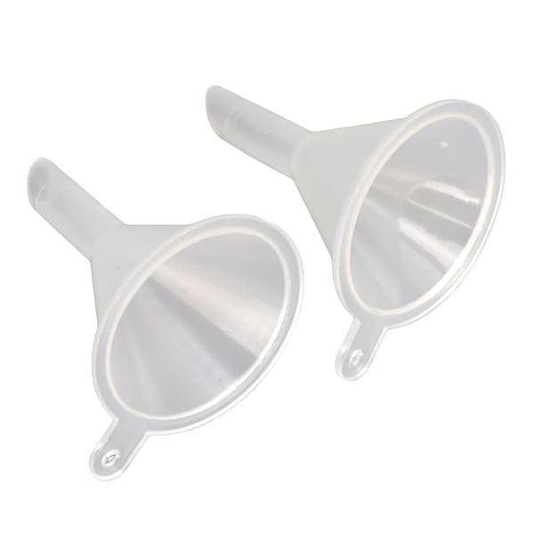 2 stk. Plast Mini tragt Transparent Bærbar Multi Purpose til Parfumer Flydende Pulver æteriske olier