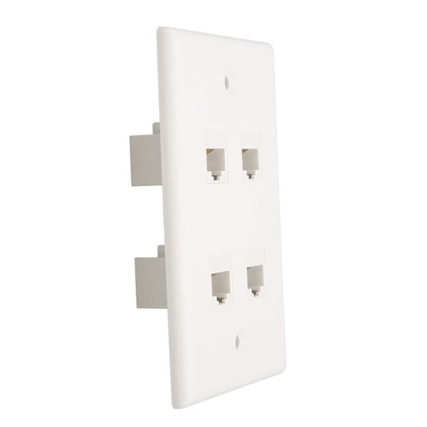 Ethernet Veggplate 4 Port Cat6 Plassbesparende God Fiksering Internett Veggplate med Skruer for Hjemmekontor