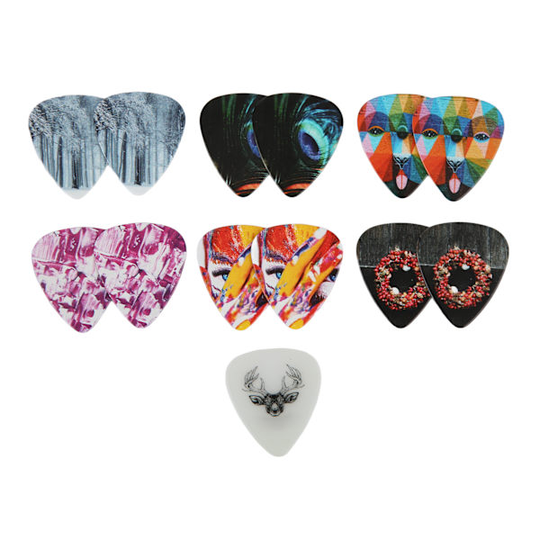 13 st Guitar Picks Medium Celluloid Guitar Plectrums med Ask Instrumenttillbehör Färg