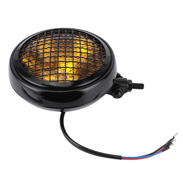 Retro rund motorcykel forlygte med ravfarvet linse og grillbeskyttelse - 120W 6in