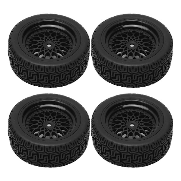 4 kpl 1/10 RC-kumirenkaita, korkea kulutuskestävyys, hyvä pito, vakaa RC-kumipyörien sarja 1/10 RC-autoille, musta