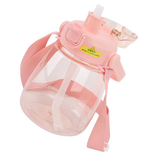 Läcksäker rosa vattenflaska med sugrör - 1100ml