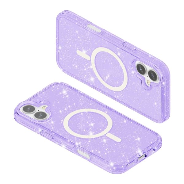 iPhone 17 Deksel MagSafe Hybrid Glitter Lilla 45