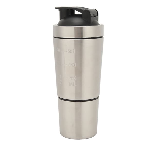 Protein Shaker-flaske i rustfritt stål med visp - 600 ml Sølv
