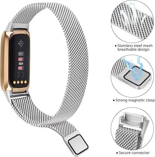 Magnetisk Milanese armbånd i rustfritt stål for Fitbit Luxe - Sølv