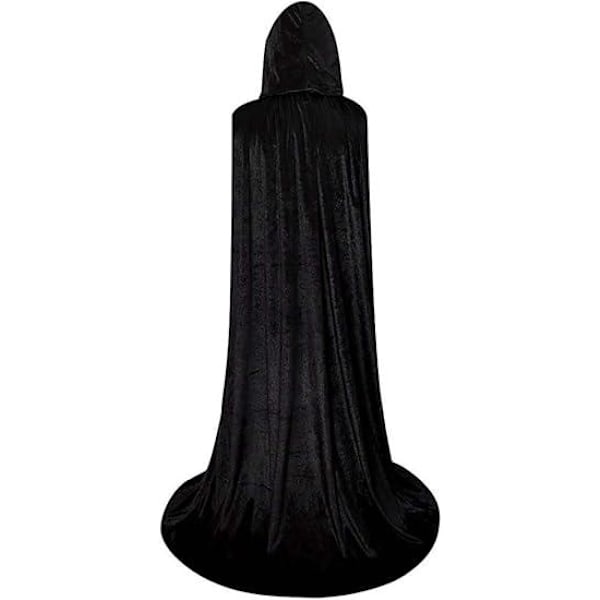 Halloween kostumer, festtøj, børne- og voksenkappe, sort guld fløjl kappe, vampyr dødskappe M Sort