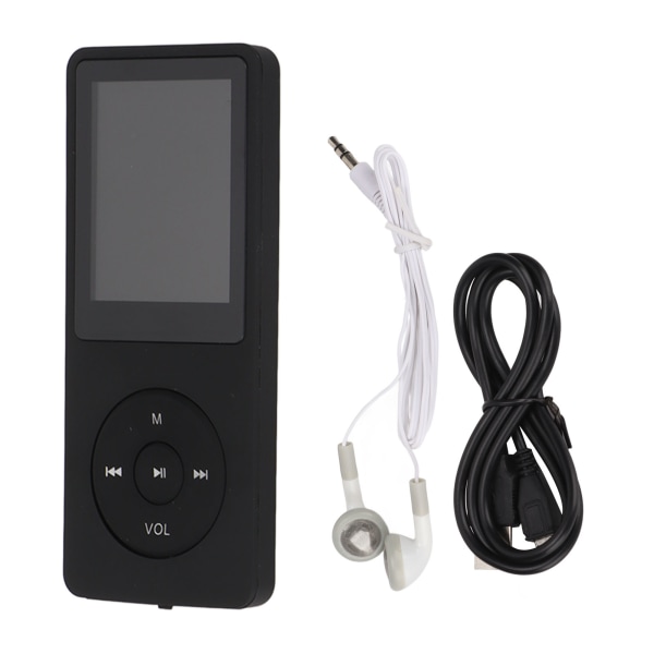 MP3-afspiller 1,8 tommer skærm 64 GB hukommelseskort Multifunktionel bærbar MP3-musikafspiller Sort
