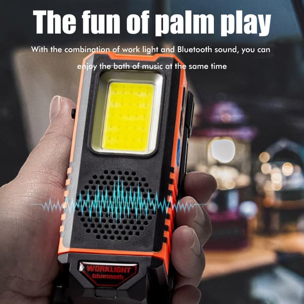 Multifunksjonell LED Arbeidslampe Magnet Bluetooth Høyttaler COB Flomlys USB Oppladbare Reparasjonslys