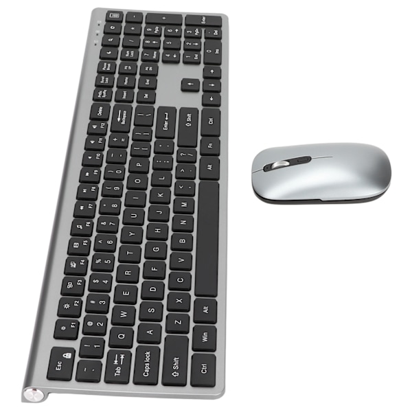 2,4 GHz Trådlöst tangentbord och mus 108-tangenter Fullt tangentbord och ergonomisk mus med hög känslighet för Windows för bärbar dator Metallgrå