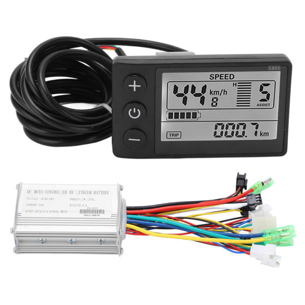 Elcykel Brushless Styrenhetssats med 36V/48V 250W/350W Motor och 15A LCD866 Displaypanel