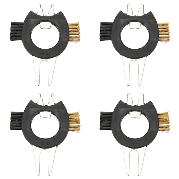 4 stk. Golf Divot Tool Brush Multifunktionel Golf Divot Gaffel Flaskeåbner Neglefjerningsrengøringsbørste