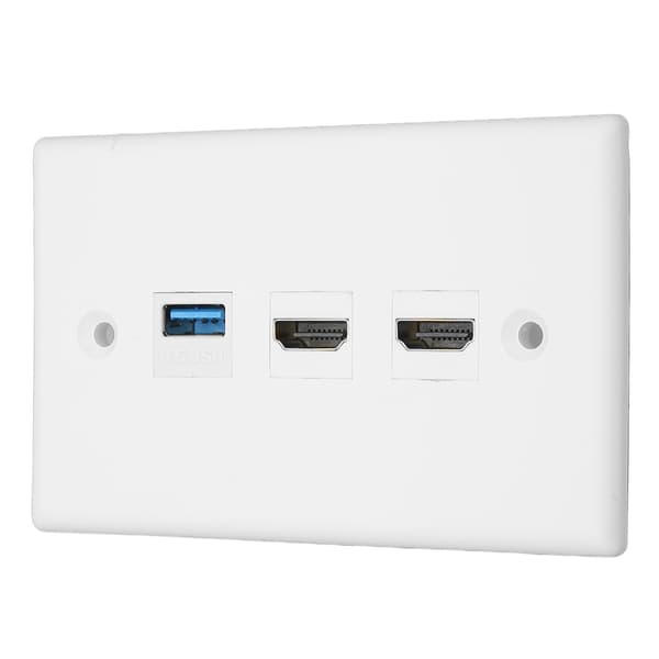 HD Multimedia Interface Ethernet USB Vægplade 2 Port HD Multimedia Interface Keystone 1 Port USB 3.0 Vægplade