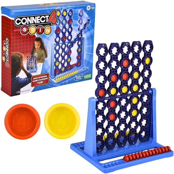 Connect 4 Spin Spil Sæt Traditionelt Familiebræt Spil Strategi Børnelegetøj