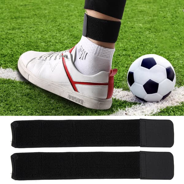 Justerbar Elastisk Fodbold Benskinnerem med Fast Bandage Tape Fastgørelse Sort