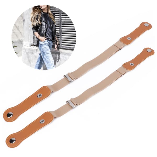 2 st Unisex Midjebälte Justerbart Stretch Bälte Spännlöst Andningsbart Lätt Midjeband (Khaki 100cm)