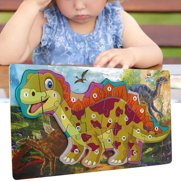 Træ Dinosaur Puslespil Legetøj Alfabet Nummer Puslespil Børn Uddannelsesmæssigt Legetøj #6 (Nummer)