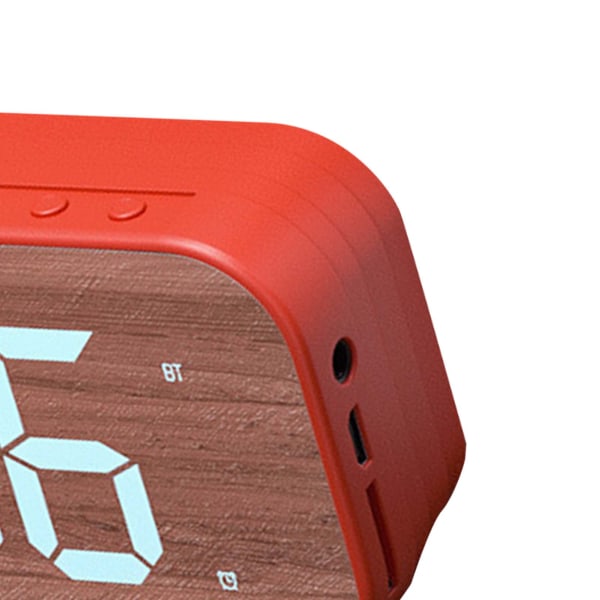 Bluetooth-kaiutinherätyskello Digitaalinen kello Bluetooth-kaiuttimella Peili Digitaalinen näyttö Herätyskello Makuuhuoneeseen Toimistoon Punainen