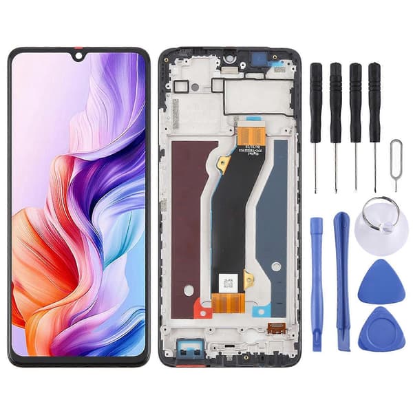 (Ny) Til ZTE Blade V70 Max LCD-skærm Digitizer Komplet Samling med Ramme (Sort) Black