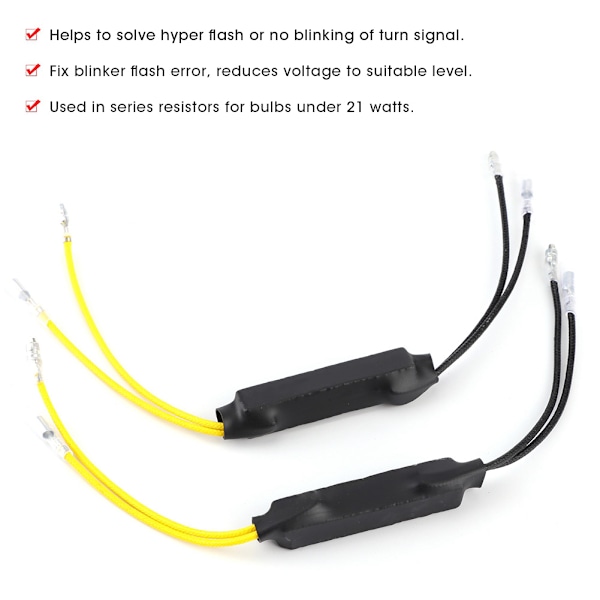 2 st DC12V 21W LED Motorcykel Dekoder Felfri Lastmotstånd för Blinkers