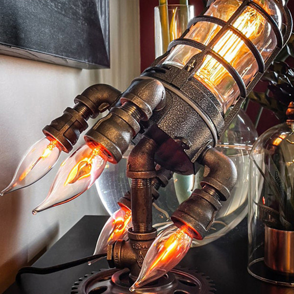 Steampunk rakettlys Bazooka flamme nattlys gave hjemmedekor