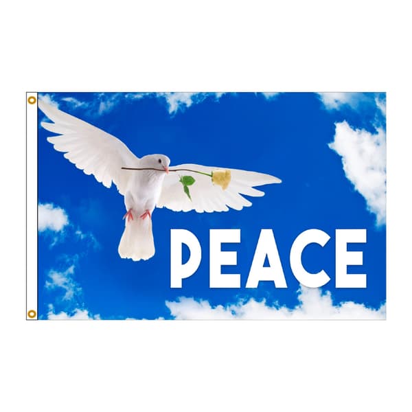 90x150CM Fredsduvor Flagga Hem Utomhus Hängande Dekor Polyesterbanners Tåliga Flaggor