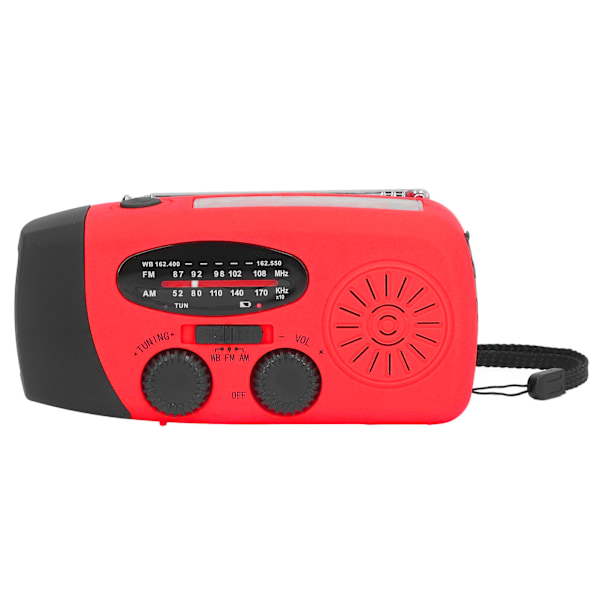 Hand Crank Solar Radio med LED ficklampa Bärbar FM AM WB USB Radio för Nödlägesberedskap Röd Amerikansk