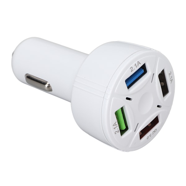 Billaddare 1 in 4 USB Ut QC3.0 Brandskydd Multiskydd Plug and Play Universal 12‑32V Vit