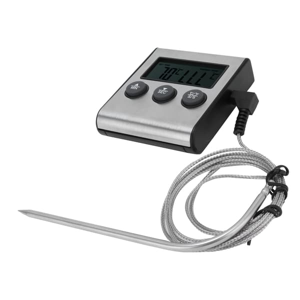 Digital Kötttermometer Mattemperaturmätare med Vikbar Sond Timer Alarm för Kök