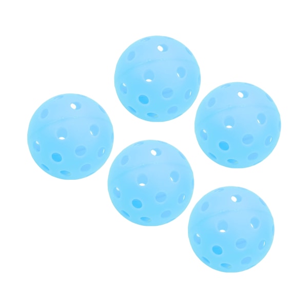 Ljusande 40-håls pickleballbollar - set med 5, 74 mm, blå, utomhusbana