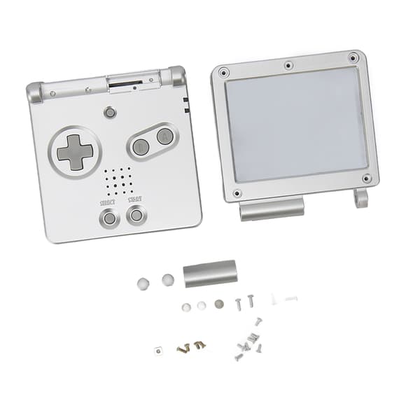 GBA SP Udskiftningsskal med Knapper - Sølv