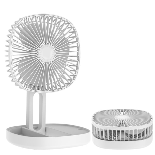Mini Fan Portable Wall Mount Desk Fan Folding Electric Fan USB Rechargeable Air Circulator Fan Small Desktop Fan White