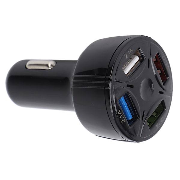 Billaddare 1 in 4 USB Ut QC3.0 Brandsäker Multiskydd Plug and Play Universal 12‑32V Svart