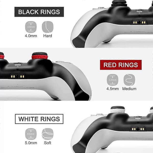 (Ny) XDcase 6st Mjuka Precisionsringar i Silikon för PS4 / PS5 / Xbox / Switch / Google Stadia 6st Black/Purple/White