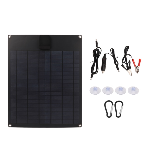 Dual Output Monokristallin Solar Panel Charger Kit - 20W 5V/12V Power Generator för Car Boat Trailer RV (svart)