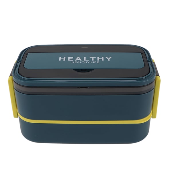 Double Layer Bento Box 316 Stainless Steel Compartment Portable Lunch Box with Cutlery for Work School Office 1400ml Turquoise