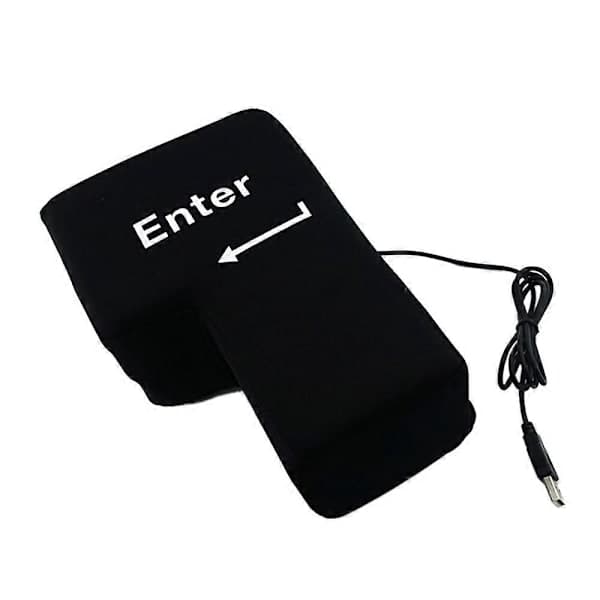 Stor Enter-knap USB Computer Skrivebordsmåtte Kreativ Udluftning Enter-tast Håndpude (Sort)