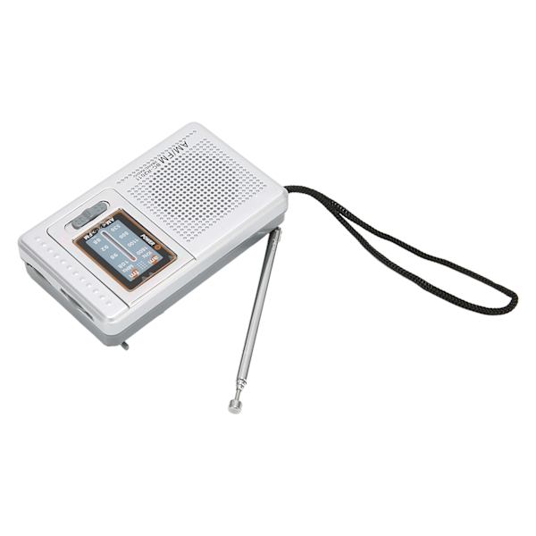 Bärbar fickradio AM/FM Klassisk elegant design Silvergrå Batteridriven radio för hem vandring cykling resor