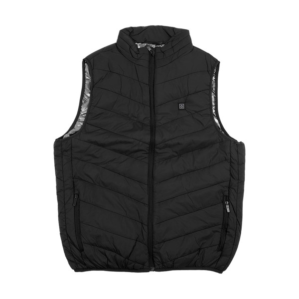 USB opvarmet vest - 3 niveauer, 4 zoner, mænd/kvinder, sort 4XL