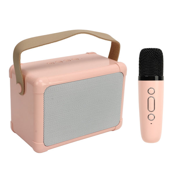 Trådlös karaokemaskin med BT-högtalare, LED-ljus och 6 ljudeffekter - Rosa