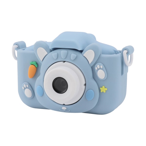 Barnens digitalkamera med 32G-kort, främre och bakre lins, 1080P högupplöst 8x zoom, USB-laddningsbar för barn, blå
