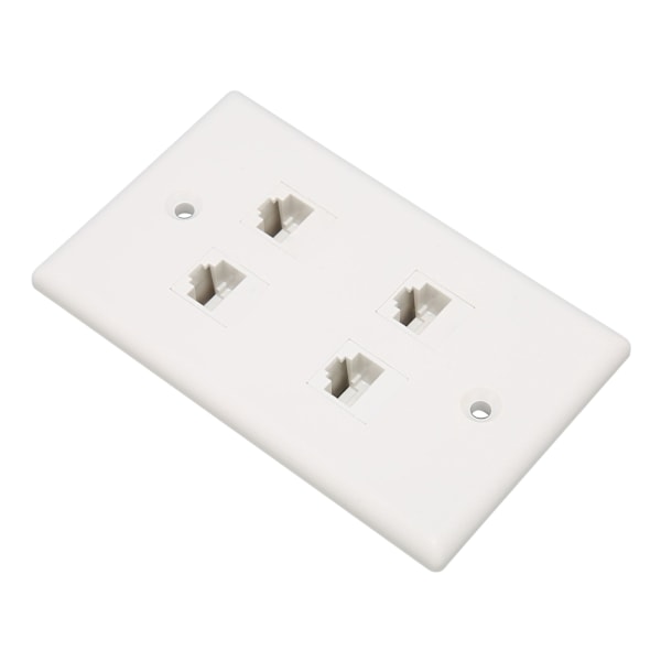 Ethernet Veggplate 4 Port Cat6 Plassbesparende God Fiksering Internett Veggplate med Skruer for Hjemmekontor