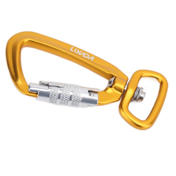 Carabiner Clip Auto Locking Square Bottom 360 Rotation Hook Accessory for Dog Leashes Hammocks Backpacks Yellow