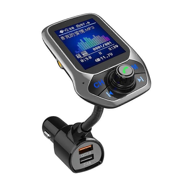 (Ny) T43 Bil Bluetooth Mp3 Multifunktion Stor Farveskærm QC3.0 Bluetooth Biloplader Tabsløs Bil Bluetooth Afspiller Not Specified