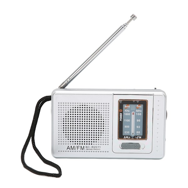 Bärbar fickradio AM/FM Klassisk elegant design Silvergrå Batteridriven radio för hem vandring cykling resor