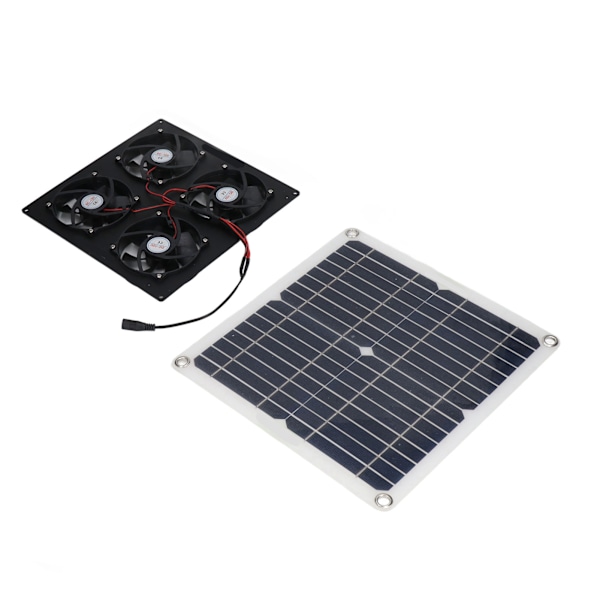 Bærbar soldrevet ventilator - 4 vifter, 100W 20V, grøn energi, perfekt til hundehuse, hønsehuse, drivhuse, autocampere