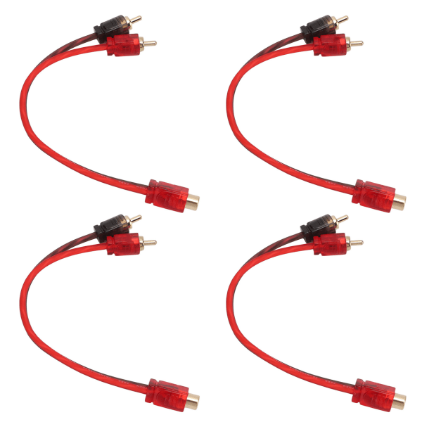 4 stk Bil RCA 1 Hunn 2 Hann Adapter Y Splitter Høyttaler Lydkabel 20cm Lang for Enhet med 3.5mm Jack